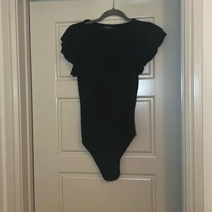 Black ruffle sleeve bodysuit